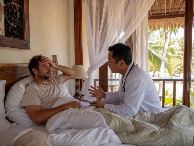 Doctor Visiting a Hotel or Villa